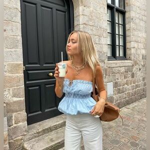 ZARA  STRAPLESS POPLIN TOP   NWT